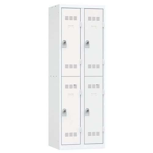 Svařovaná šatní skříň Vinco, 2 sloupce, 4 boxy, 300 mm, otočný uzávěr, šedá/šedá