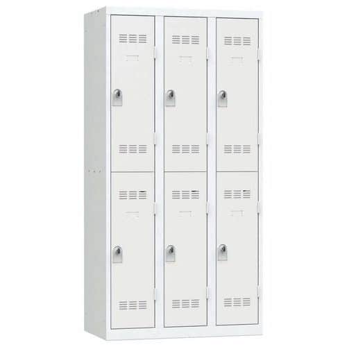 Svařovaná šatní skříň Vinco, 3 sloupce, 6 boxů, 300 mm, otočný uzávěr, šedá/šedá