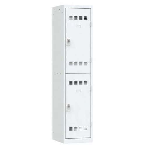 Svařovaná šatní skříň Vinco, 1 sloupec, 2 boxy, 400 mm, otočný uzávěr, šedá/šedá