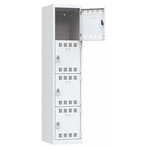 Svařovaná šatní skříň Vinco, 1 sloupec, 4 boxy, 400 mm, otočný uzávěr, šedá/šedá