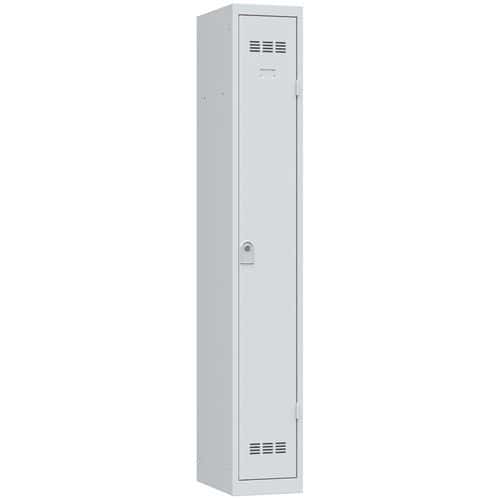 Svařovaná šatní skříň Vinco, 1 oddíl, 300 mm, cylindrický zámek, šedá/šedá