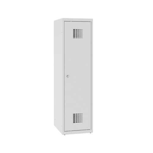 Snížená školní šatní skříň, 1 sloupec, 400 mm, šedá/šedá, tříbodový cylindrický zámek
