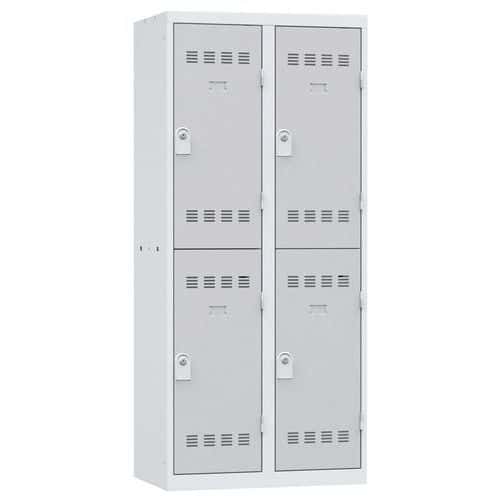 Svařovaná šatní skříň Vinco, 2 sloupce, 4 boxy, 400 mm, cylindrický zámek, šedá/šedá