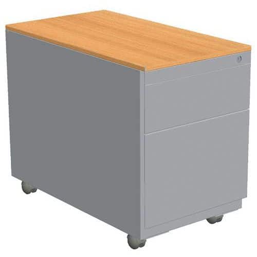 Pojízdný zásuvkový kontejner Combi-Classic, 80 x 42 x 54,7, šedý/buk, 2 zásuvky