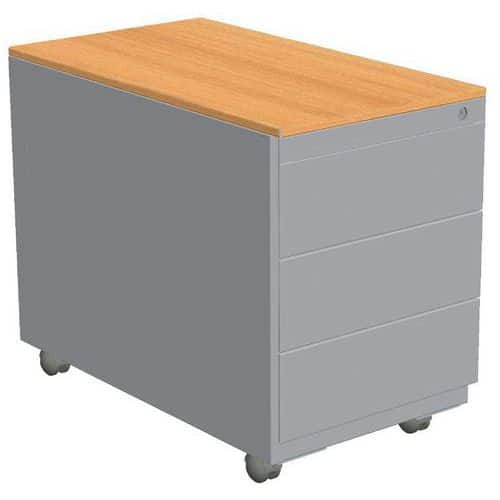 Pojízdný zásuvkový kontejner Combi-Classic, 80 x 42 x 54,7, šedý/buk, 3 zásuvky