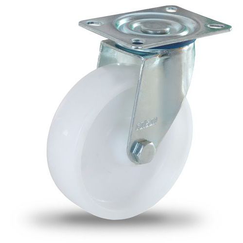 Polypropylenové transportní kolo s přírubou, průměr 100 mm, otočné, kluzné ložisko