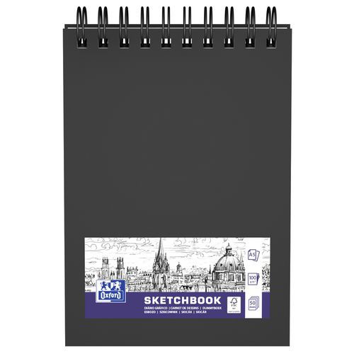 Blok kroužkový Oxford Art Integral 100p 100g černý, A5