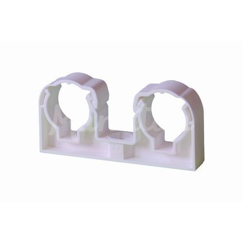 Příchytka dvojitá se třmenem 2x20mm bílá UNI, 50ks