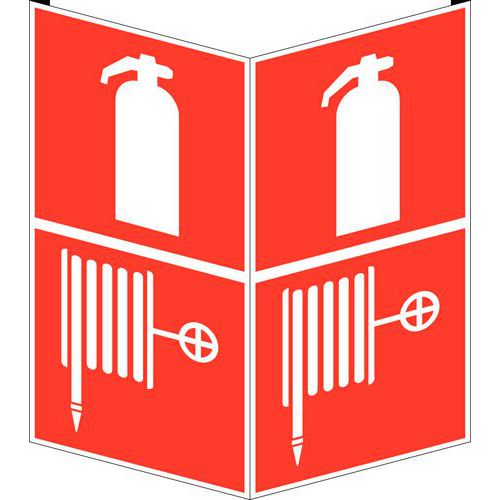 Požární bezpečnostní značka – „Hasicí přístroj a požární hadice“ , PVC, úhlová