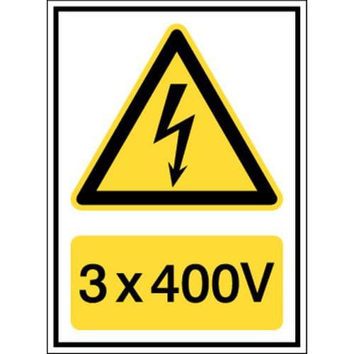 Značka nebezpečí – „Pozor, elektrické napětí: 3x 400 V“ – polypropylen