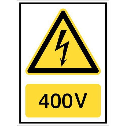 Značka nebezpečí – „Pozor, elektrické napětí: 400 V“ – polypropylen