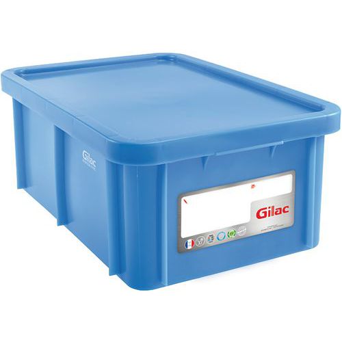 Stohovatelná plastová přepravka s víkem Gilac, 35 l, modrá