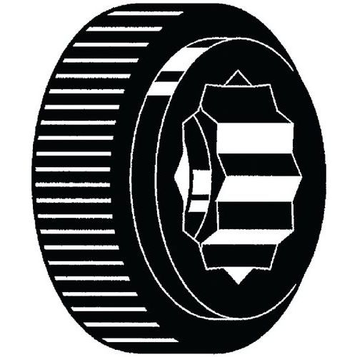 Nízký rýhovaný knoflík pro šestihranné šrouby a matice Plast Polyoxymetylén tenký M8X36x10