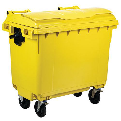 Plastová venkovní popelnice Manutan Expert, objem 660 l, žlutá