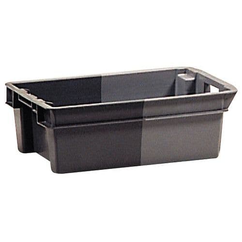 Stohovatelný přepravní box Schoeller Allibert, objem 50 l, plné stěny, šedý/světle šedý