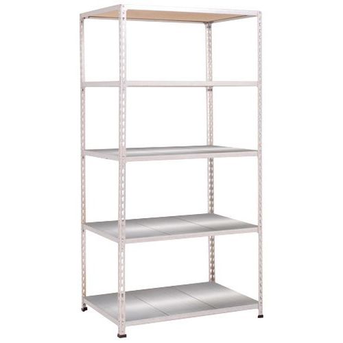 Kovový regál Rapid 2, 198 x 91,5 x 30,5 cm, 135 kg/police, 5 ocelových panelů, pozink