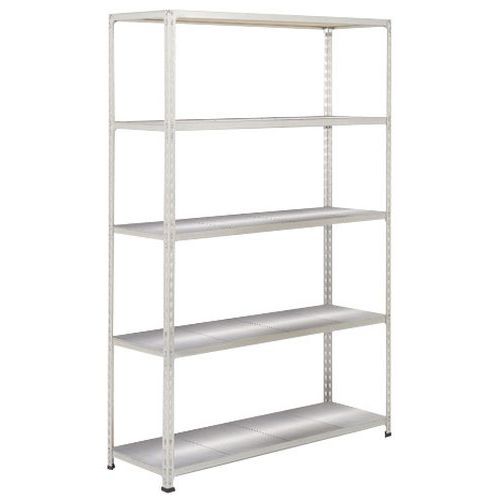 Kovový regál Rapid 2, 198 x 122 x 30,5 cm, 100 kg/police, 5 ocelových panelů, pozink