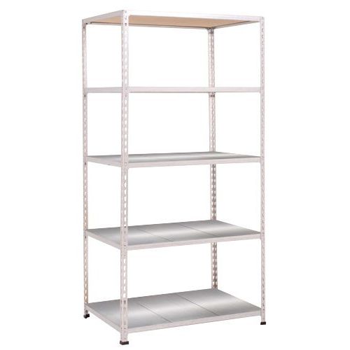 Kovový regál Rapid 2, 198 x 91,5 x 45,5 cm, 180 kg/police, 5 ocelových polic, pozink