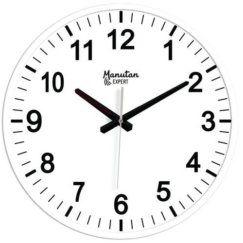 Analogové hodiny Manutan Expert, autonomní quartz, průměr 40 cm, bílé