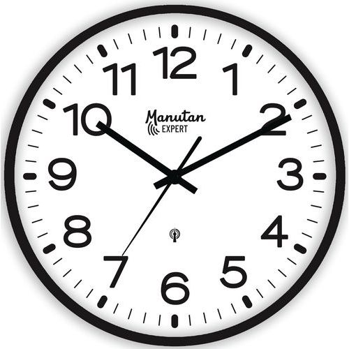 Analogové hodiny Manutan Expert, autonomní DCF, průměr 30 cm, černé