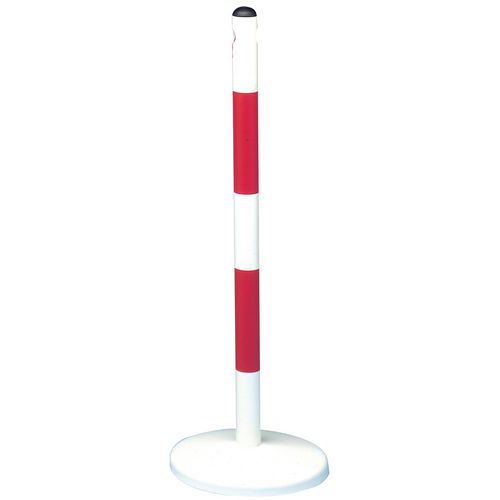 Kovový zahrazovací sloupek Reva, výška 90 cm, červený/bílý, pro 1 řetěz