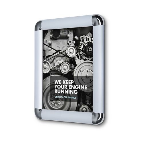 Rám na plakáty P25, oblé rohy, stříbrný, A5