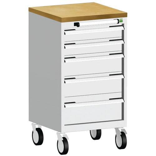 Mobilní zásuvková skříň Bott Cubio, 89 x 52,5 x 52,5 cm, 5 zásuvek, multiplex, šedá-šedá