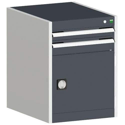 Dílenská zásuvková skříň Bott Cubio, 70 x 52,5 x 65 cm, 2 zásuvky, 1 skříňka, šedá-antracit