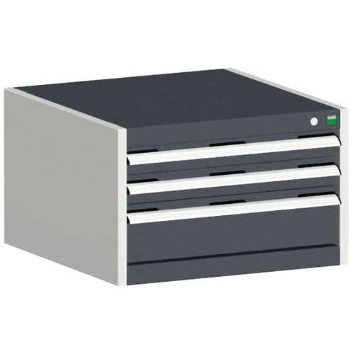 Dílenská zásuvková skříň Bott Cubio, 40 x 65 x 52,5 cm, 3 zásuvky, šedá-antracit