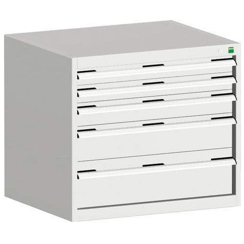 Dílenská zásuvková skříň Bott Cubio, 70 x 80 x 65 cm, 5 zásuvek, šedá-šedá