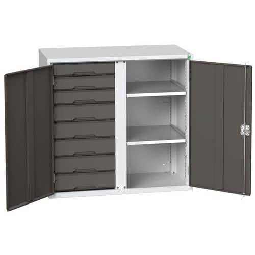 Kovová skříň pro údržbu Bott Verso, 100 x 105 x 55 cm, 2 police, 8 zásuvek, šedá-antracit