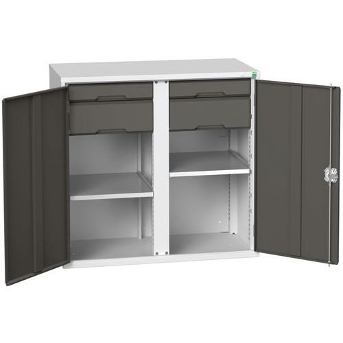 Kovová skříň pro údržbu Bott Verso, 100 x 105 x 55 cm, 2 police, 4 zásuvky, šedá-antracit