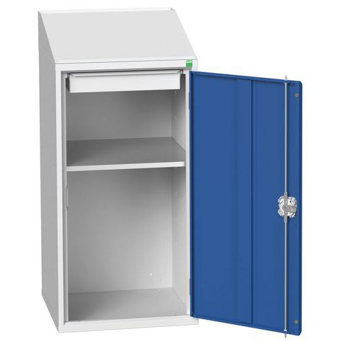 Skříň s šikmým pultem Bott Verso Economy, 113 x 52,5 x 55 cm, 1 police, 1 zásuvka, šedá-modrá