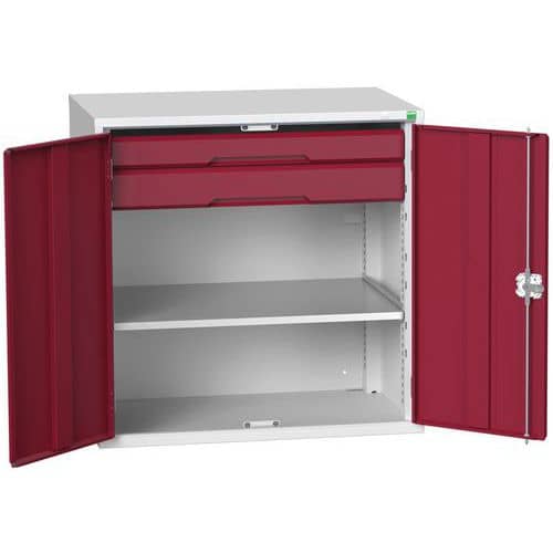 Dílenská skříň policová Bott Verso, 200 x 130 x 55 cm, 4 police, šedá-červená