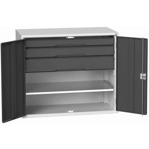 Dílenská skříň se zásuvkami Bott Verso, 100 x 130 x 55 cm, 1 police, 3 zásuvky, šedá-antracit