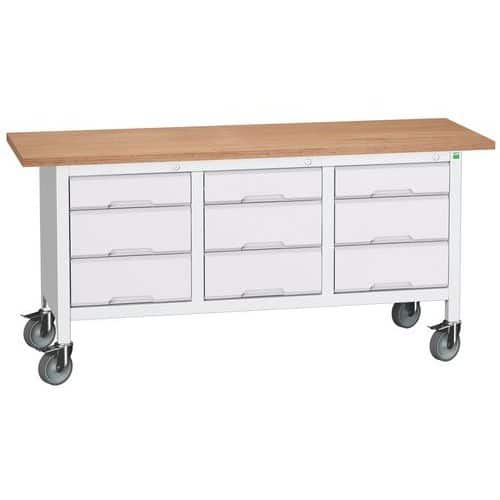 Mobilní dílenský stůl Bott Verso Storage, 175 x 60 x 83 cm, multiplex, 9 zásuvek, šedá-šedá