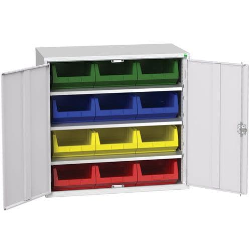 Skříň Bott Verso s boxy, 100 x 105 x 55 cm, 3 police, 12 boxů, šedá-šedá