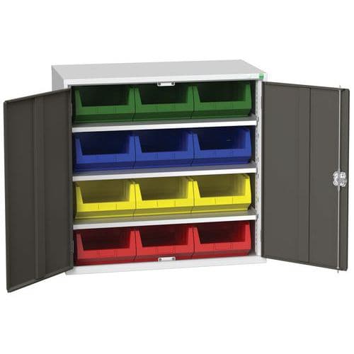 Skříň Bott Verso s boxy, 100 x 105 x 55 cm, 3 police, 12 boxů, šedá-antracit