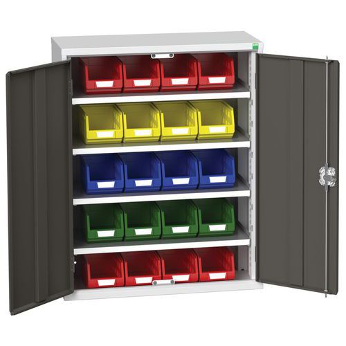 Skříň Bott Verso s boxy, 100 x 80 x 35 cm, 4 police, 20 boxů, šedá-antracit