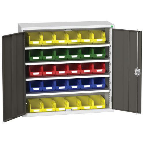 Skříň Bott Verso s boxy, 100 x 105 x 35 cm, 4 police, 30 boxů, šedá-antracit