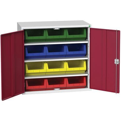 Skříň Bott Verso s boxy, 100 x 105 x 55 cm, 3 police, 12 boxů, šedá-červená