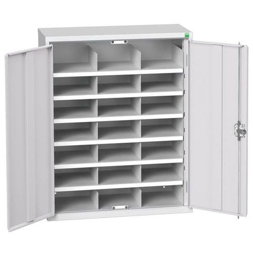 Kovová dílenská skříň Bott Verso s přihrádkami, 100 x 80 x 35 cm, 21 přihrádek, šedá-šedá