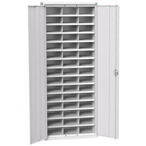 Kovová dílenská skříň Bott Verso s přihrádkami, 200 x 80 x 35 cm, 45 přihrádek, šedá-šedá