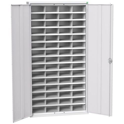 Kovová dílenská skříň Bott Verso s přihrádkami, 200 x 105 x 35 cm, 60 přihrádek, šedá-šedá