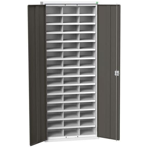 Kovová dílenská skříň Bott Verso s přihrádkami, 200 x 80 x 35 cm, 45 přihrádek, šedá-antracit