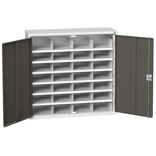 Kovová dílenská skříň Bott Verso s přihrádkami, 100 x 105 x 35 cm, 28 přihrádek, šedá-antracit