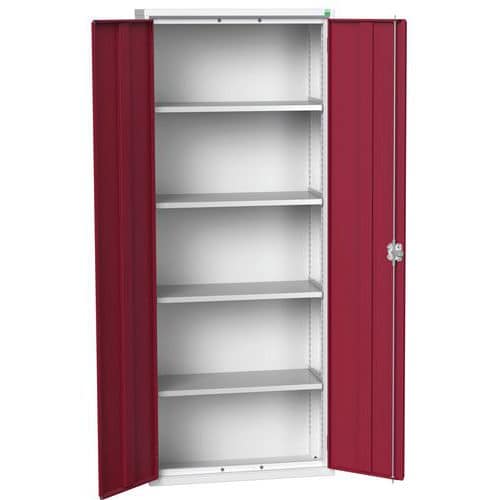 Dílenská skříň policová Bott Verso, 200 x 80 x 35 cm, 4 police, šedá-červená