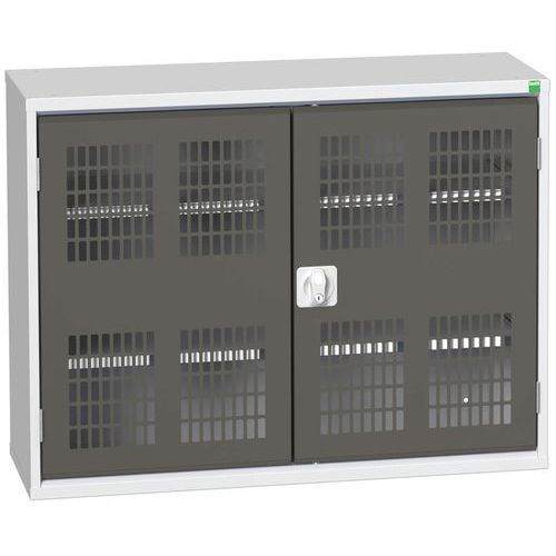 Dílenská skříň policová Bott Verso, drátěné dveře, 80 x 105 x 35 cm, 2 police, šedá-antracit