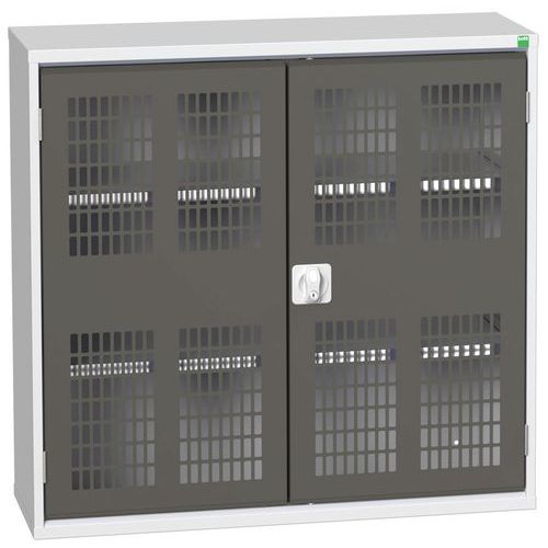 Dílenská skříň policová Bott Verso, drátěné dveře, 100 x 105 x 35 cm, 2 police, šedá-antracit