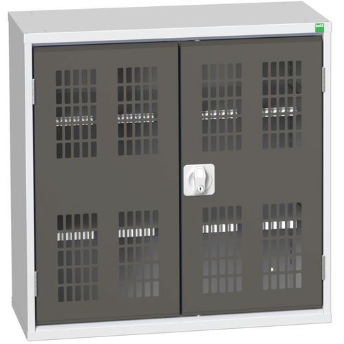 Dílenská skříň policová Bott Verso, drátěné dveře, 80 x 80 x 35 cm, 2 police, šedá-antracit